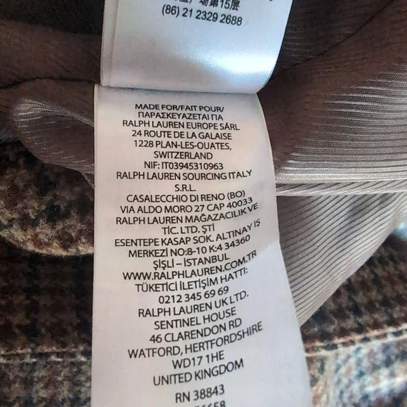 Lauren Ralph Lauren Legacy Check Wool Blend Coat Size 8 Brown Houndstooth - Picture 4 of 6